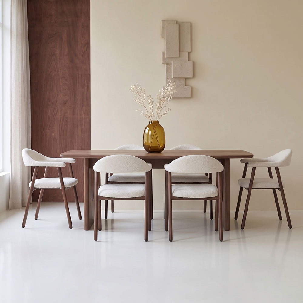 Nives – sedia imbottita in tessuto con metallo effetto legno