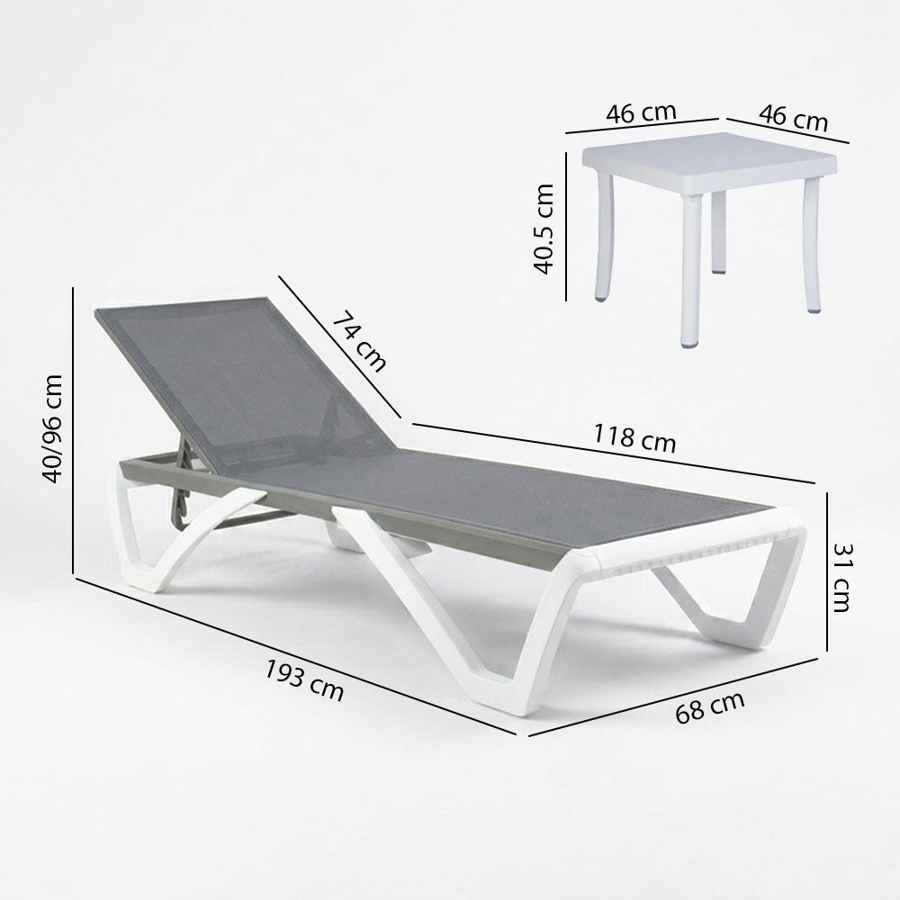 LIEGESTÜHLE COSTA MIT TISCH
